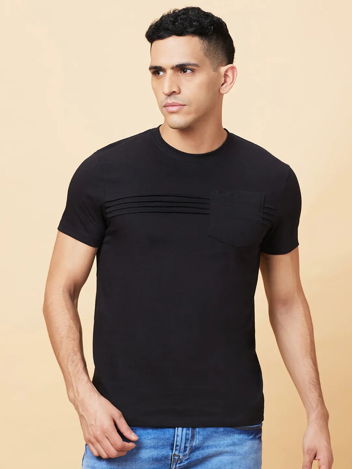 Black Regular Fit Round Neck Men's T-Shirt by Being Human Clothing