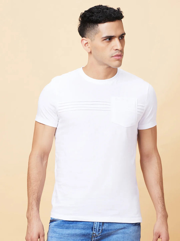 White Regular Fit Men's Short Sleeves T-Shirt by Being Human Clothing