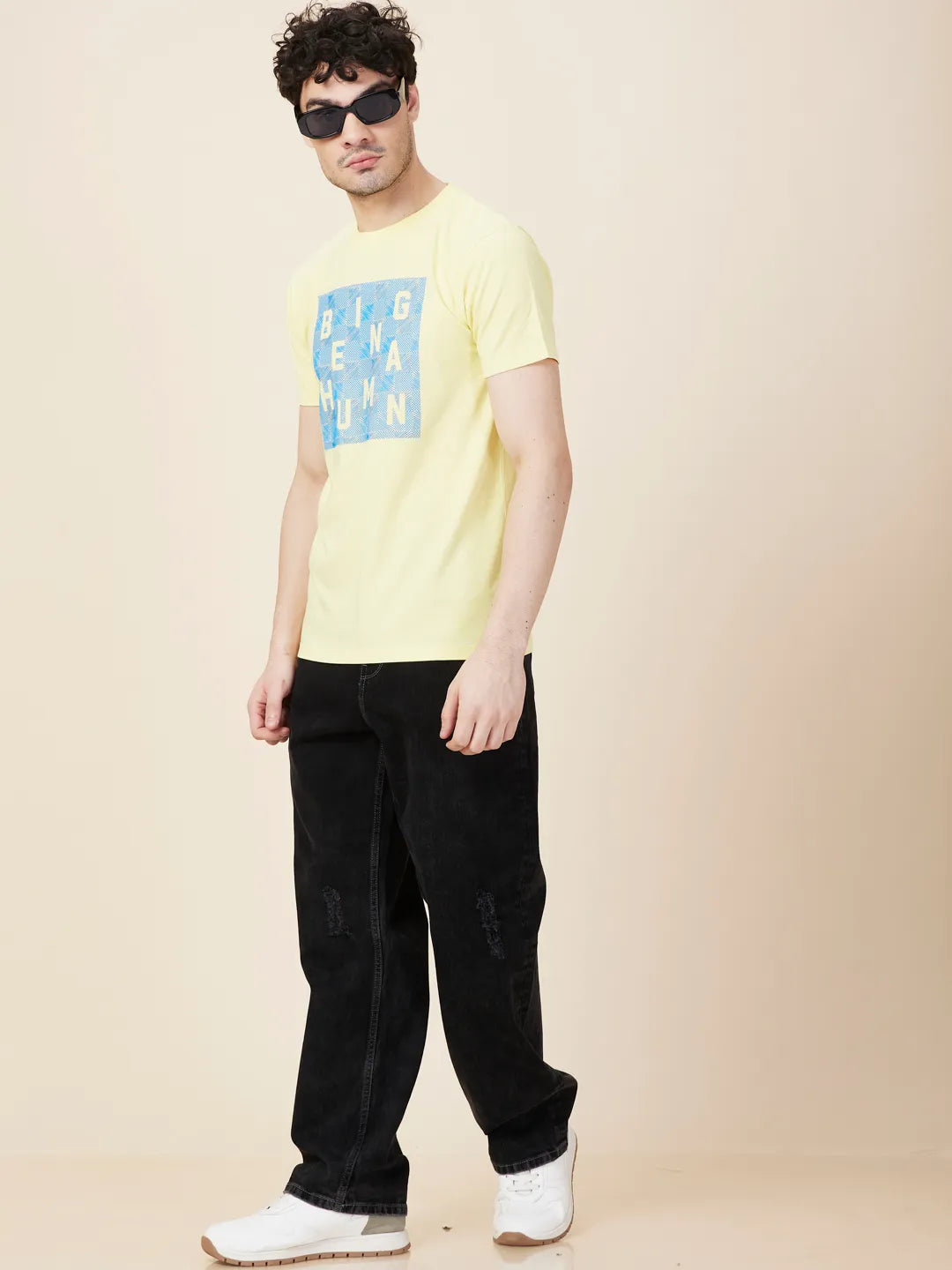 Being Human Clothing Men Yellow Graphic Crew Neck T-Shirt