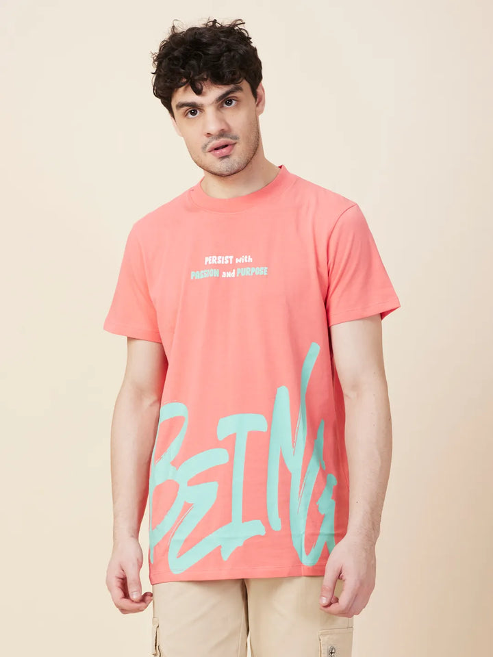 Coral Easy Fit Round Neck Men's T-Shirt by Being Human Clothing