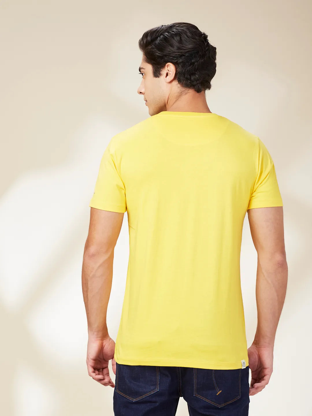 Yellow Slim Fit Round Neck Men's T-Shirt by Being Human Clothing