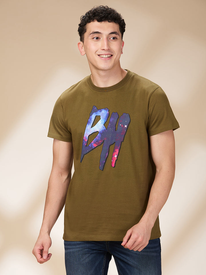 Dark Olive Easy Fit Round Neck Mens T-shirt