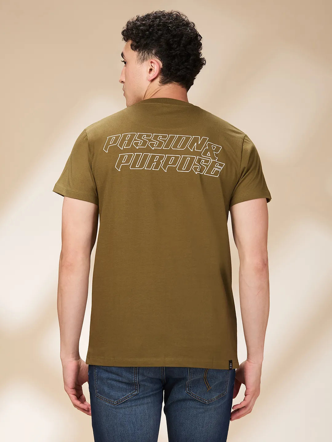 Dark Olive Easy Fit Round Neck Men's T-Shirt by Being Human Clothing