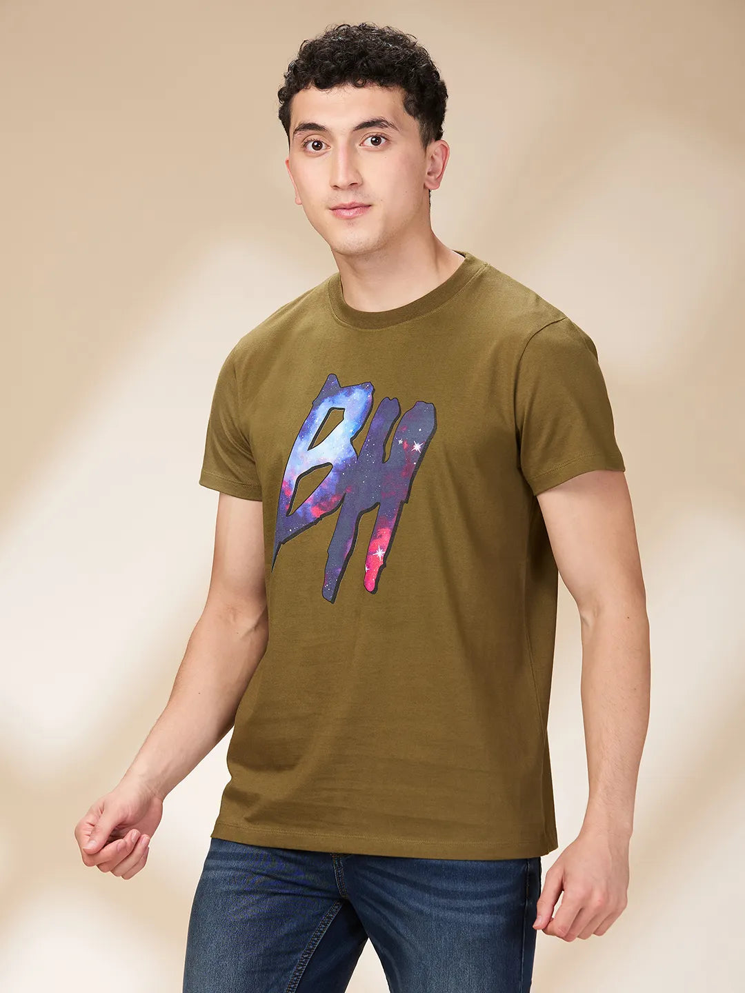 Dark Olive Easy Fit Round Neck Men's T-Shirt by Being Human Clothing