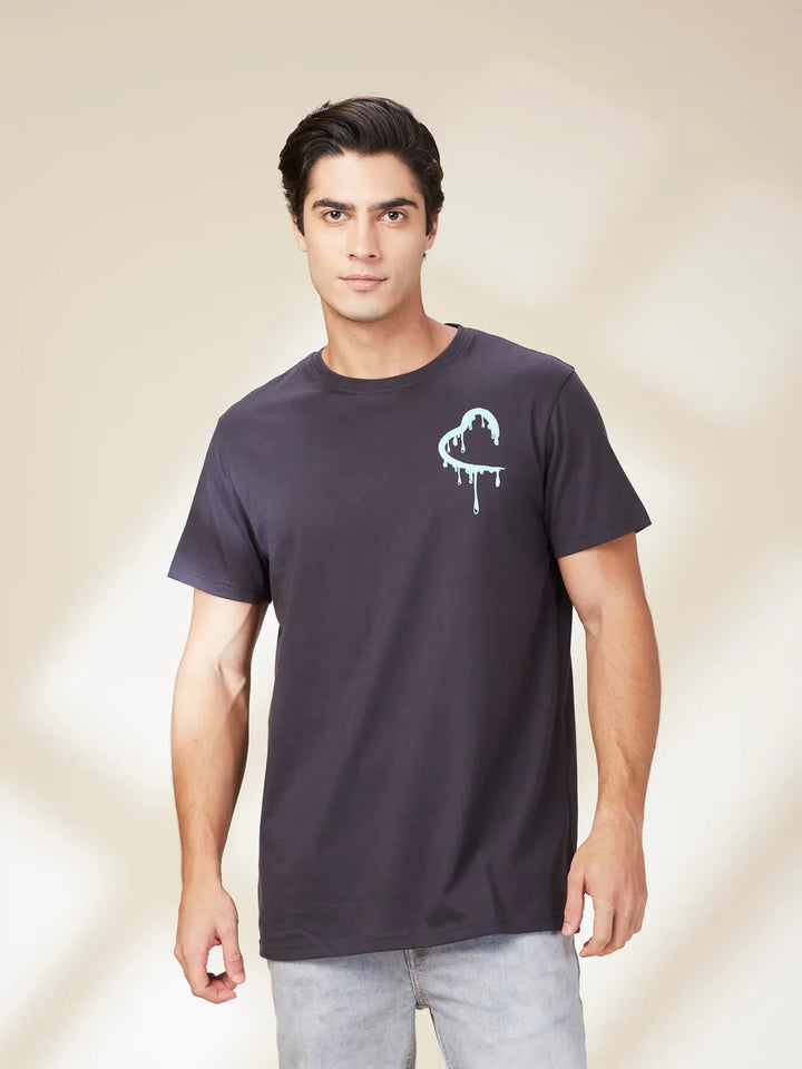Black Easy Fit Round Neck Men's T-Shirt by Being Human Clothing