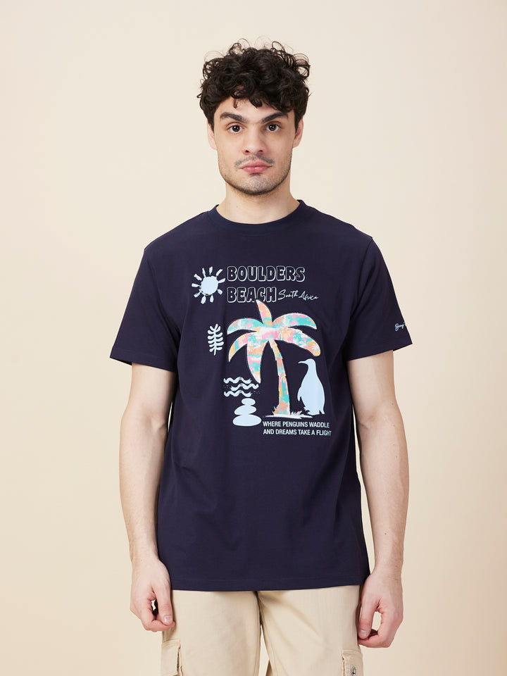 Midnight Blue Easy Fit Round Neck Mens T-shirt