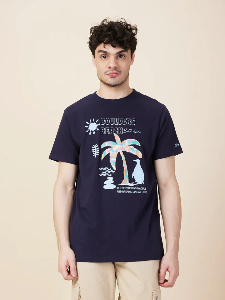 Midnight Blue Easy Fit Round Neck Men's T-Shirt by Being Human Clothing