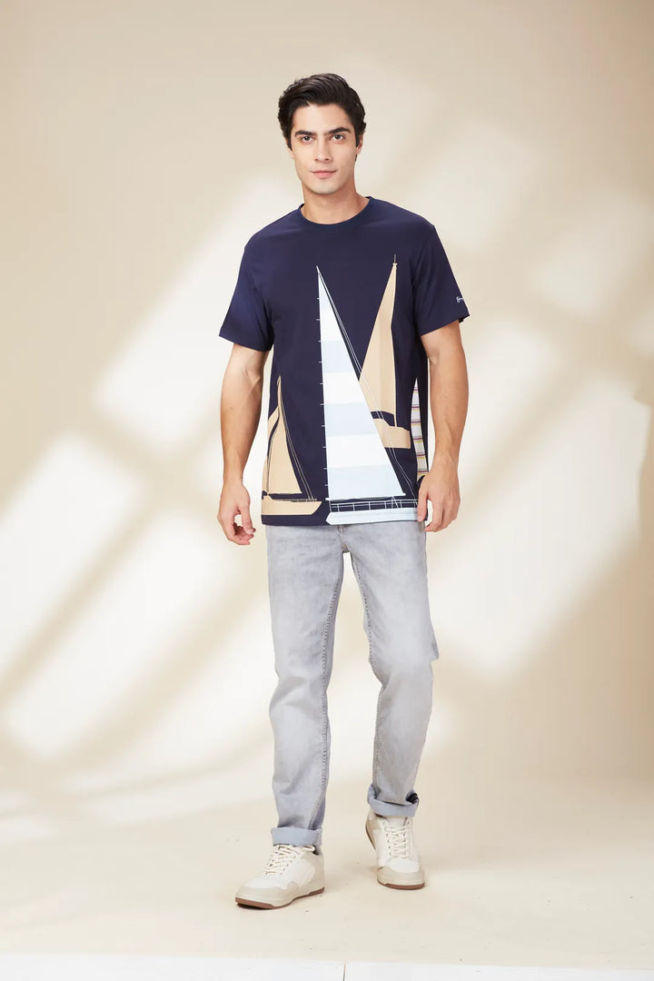 Navy Easy Fit Round Neck Men's T-Shirt