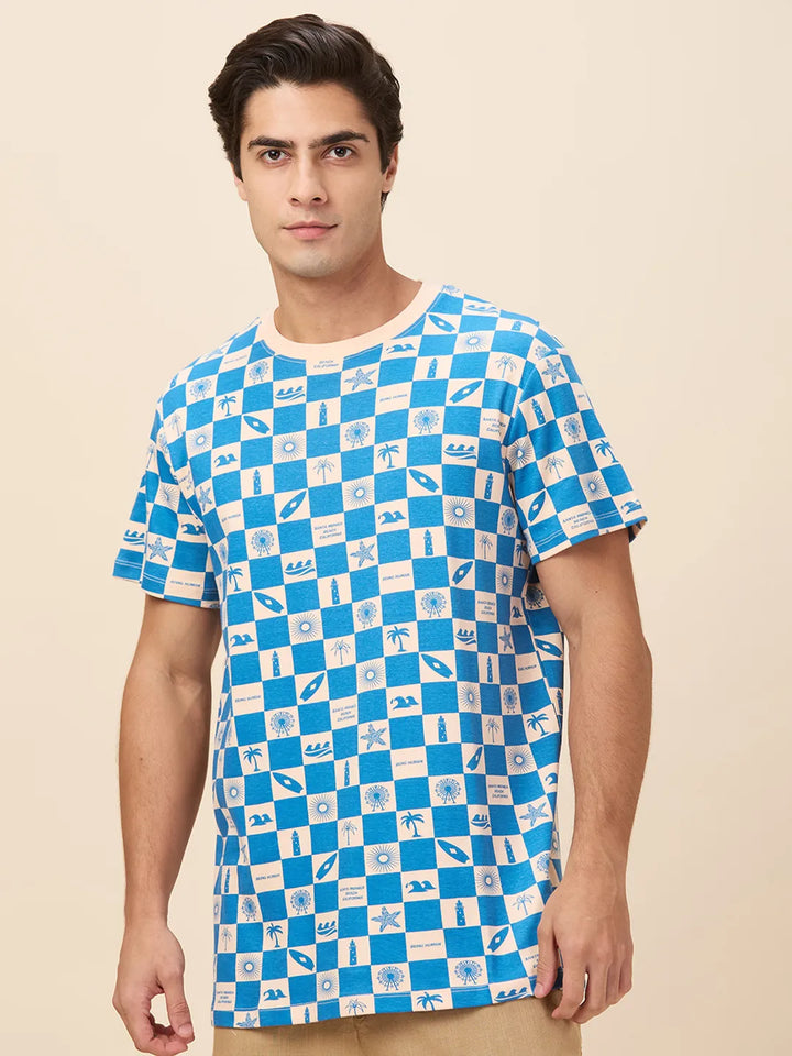 Blue Easy Fit Round Neck Men's T-Shirt by Being Human Clothing