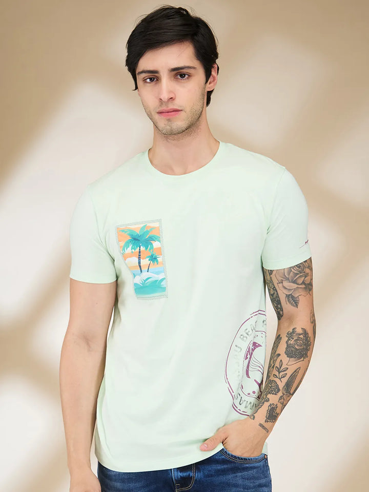 Mint Slim Fit Round Neck Men's T-Shirt by Being Human Clothing