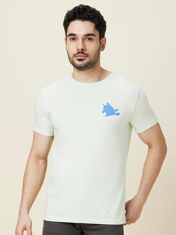 Mint Slim Fit Round Neck Mens T-shirt