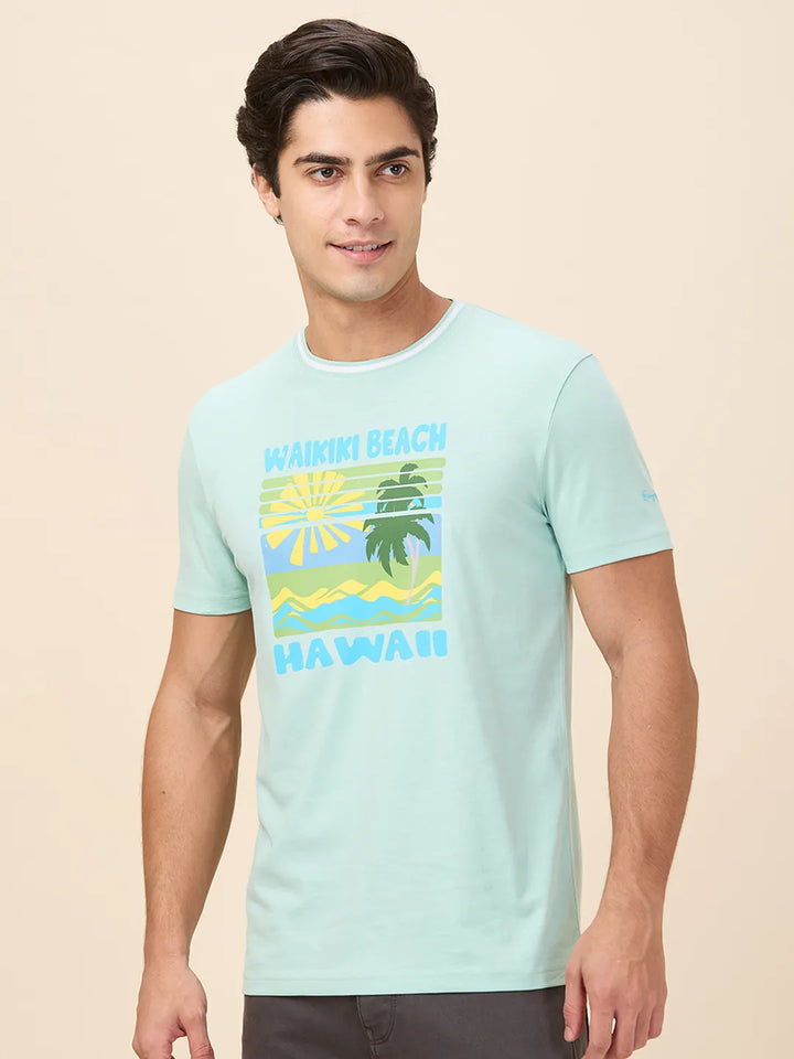 Mint Slim Fit Round Neck Men's T-Shirt by Being Human Clothing