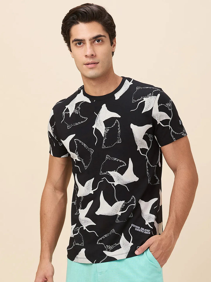 Black Slim Fit Men's Short Sleeves T-Shirt by Being Human Clothing