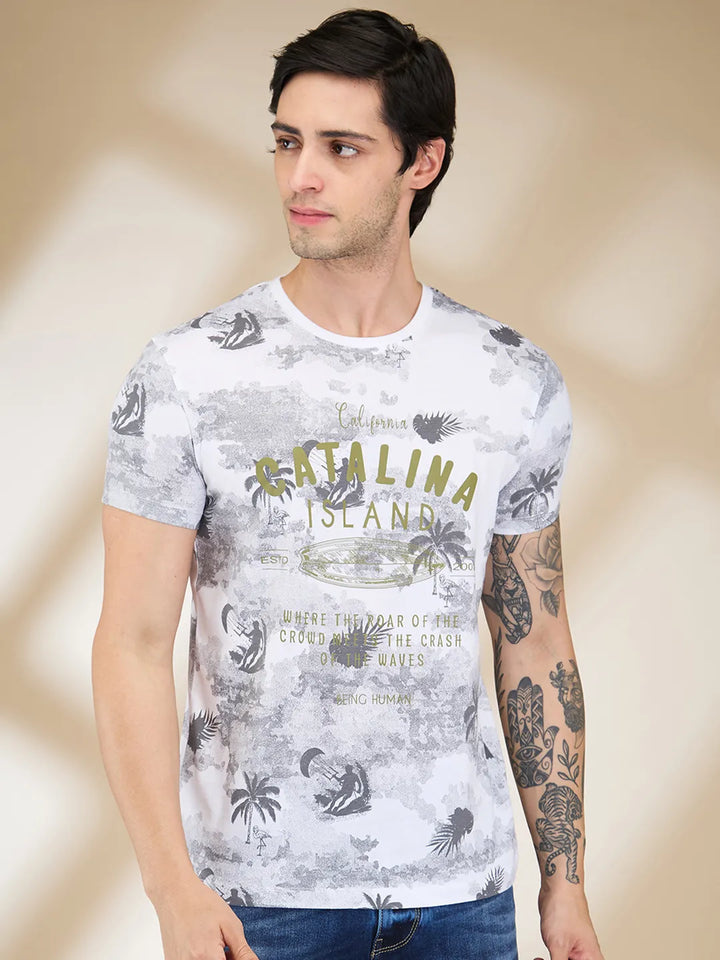 White Slim Fit Men's Short Sleeves T-Shirt by Being Human Clothing