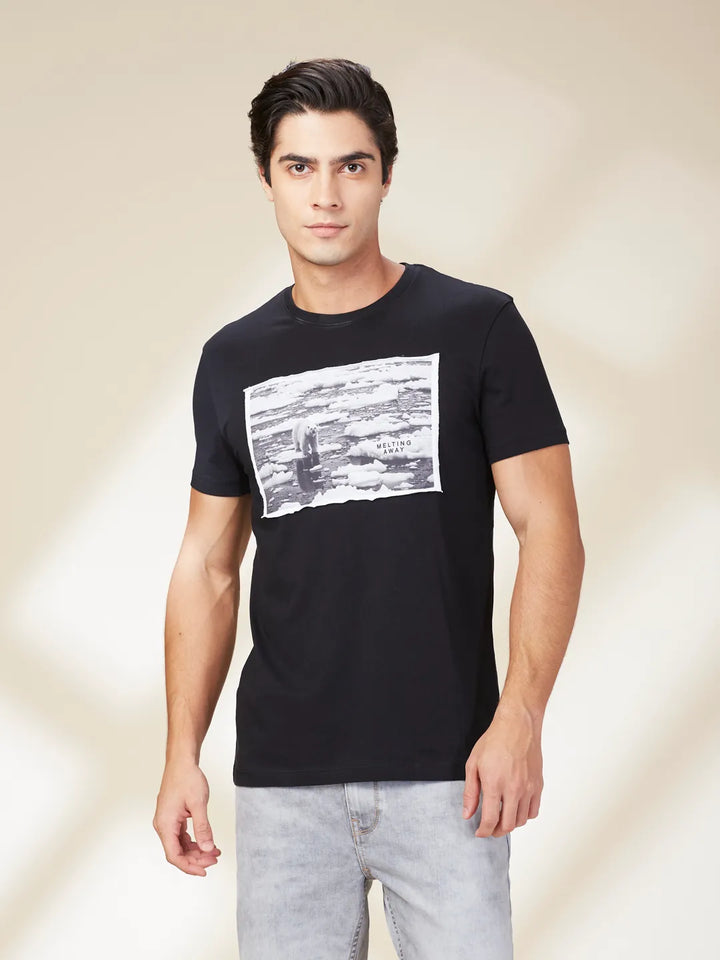 Black Slim Fit Men's Short Sleeves T-Shirt by Being Human Clothing