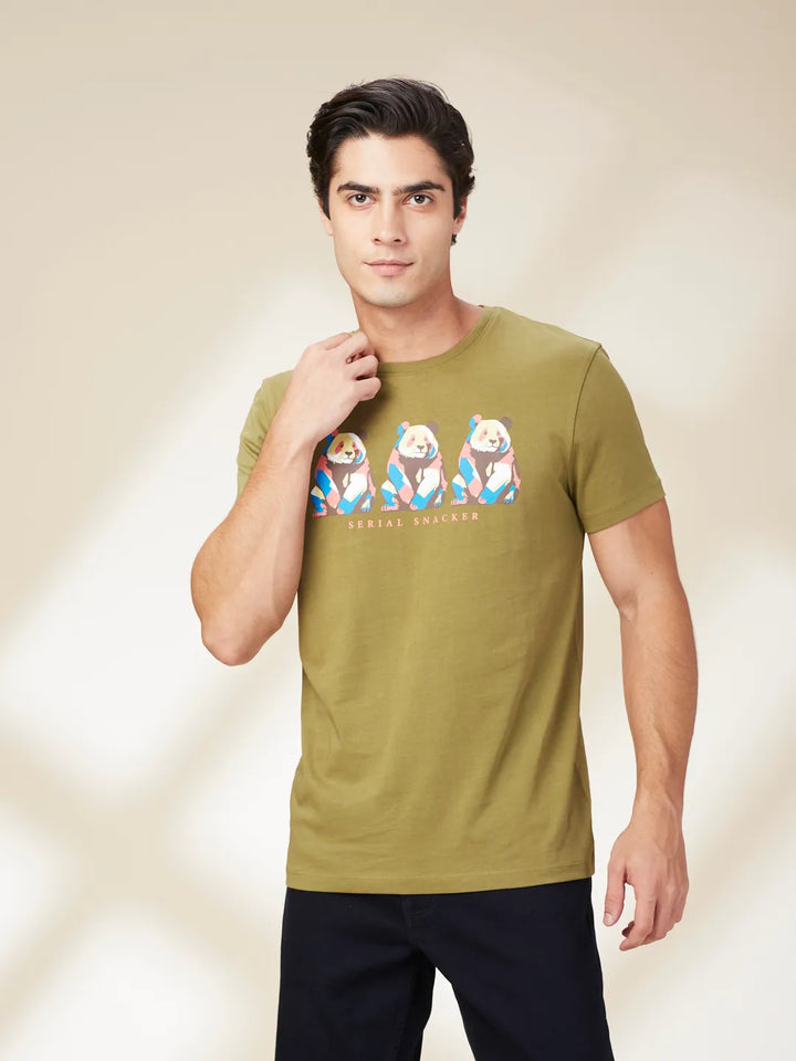 Green Slim Fit Men's Short Sleeves T-Shirt by Being Human Clothing