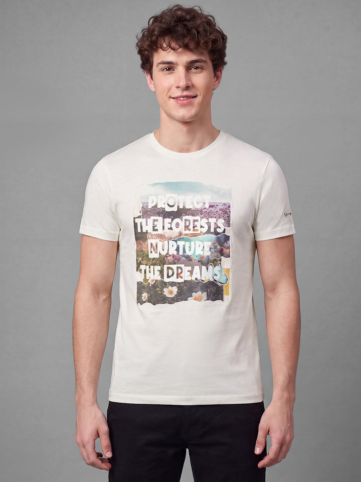 White Slim Fit Round Neck Men's T-shirt