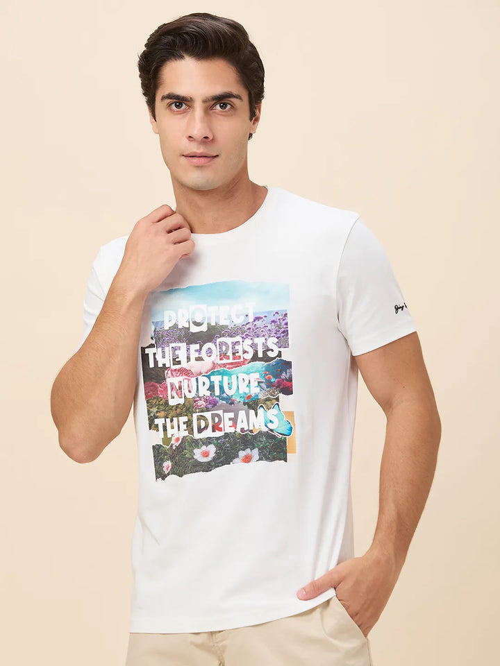 Chalk Slim Fit Round Neck Men's T-Shirt by Being Human Clothing