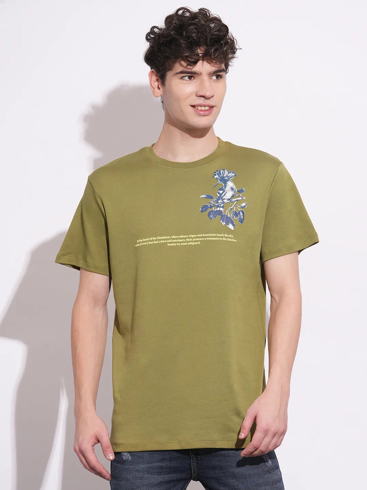 Olive Easy Fit Round Neck Men's T-Shirt by Being Human Clothing
