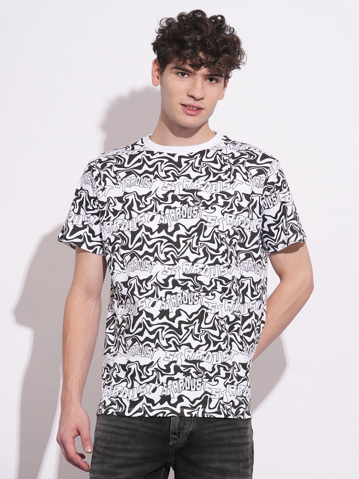 White Easy Fit Round Neck Men's T-shirt
