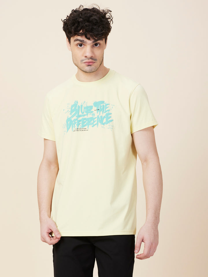 Yellow Easy Fit Round Neck Men's T-shirt