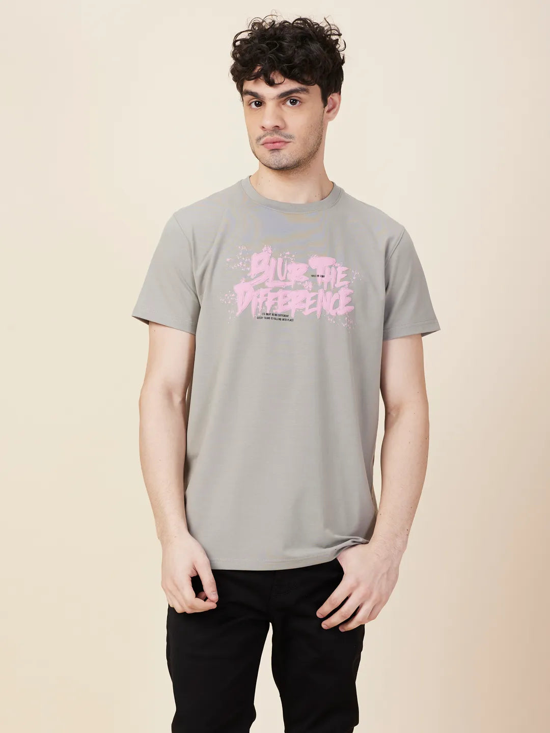 Grey Easy Fit Round Neck Men's T-Shirt by Being Human Clothing