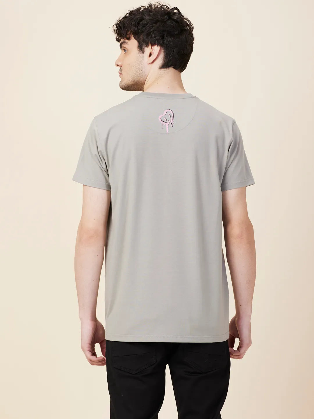Grey Easy Fit Round Neck Men's T-Shirt by Being Human Clothing