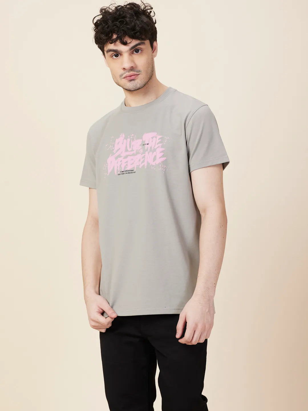 Grey Easy Fit Round Neck Men's T-Shirt by Being Human Clothing