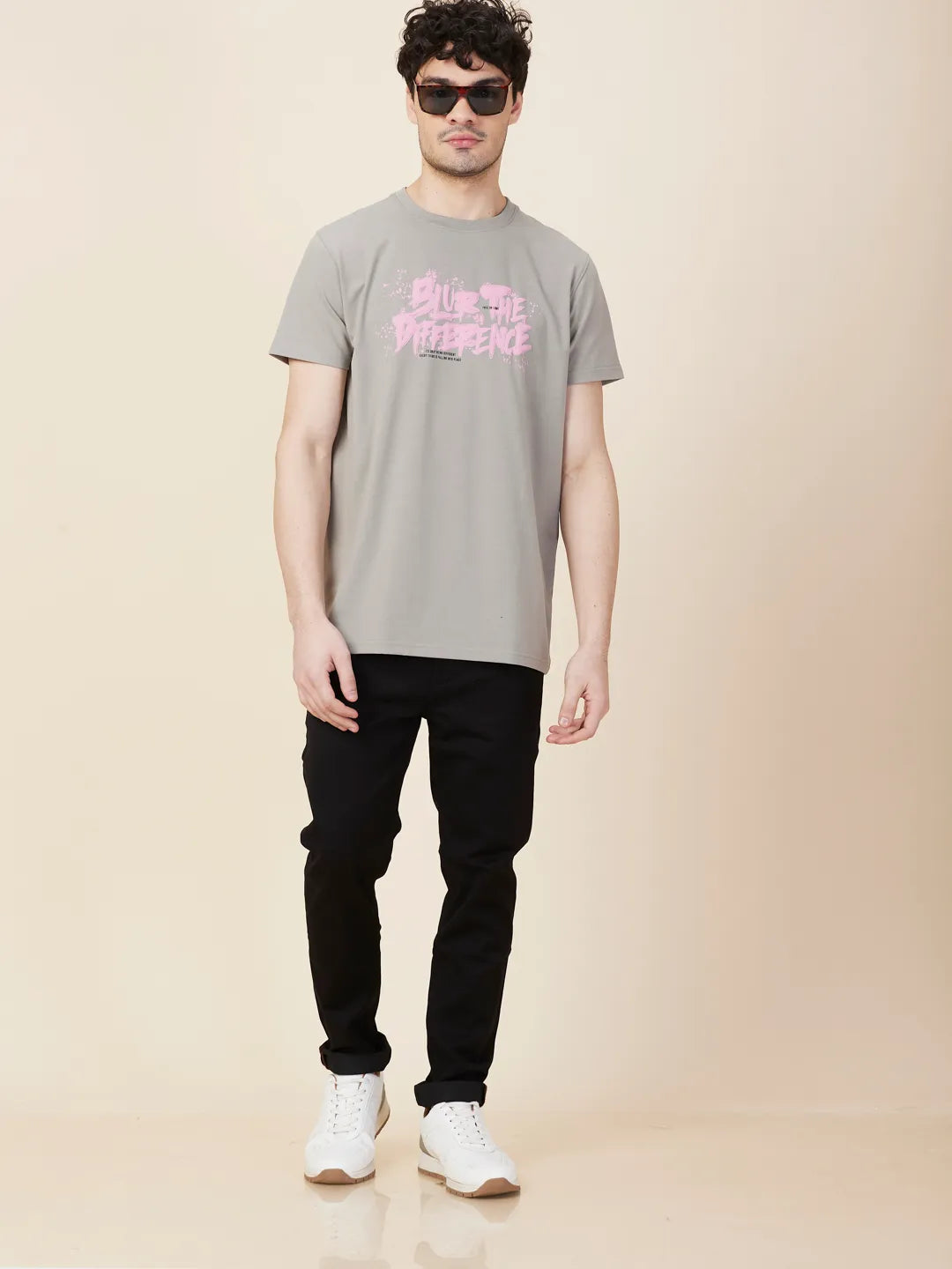 Grey Easy Fit Round Neck Men's T-Shirt by Being Human Clothing