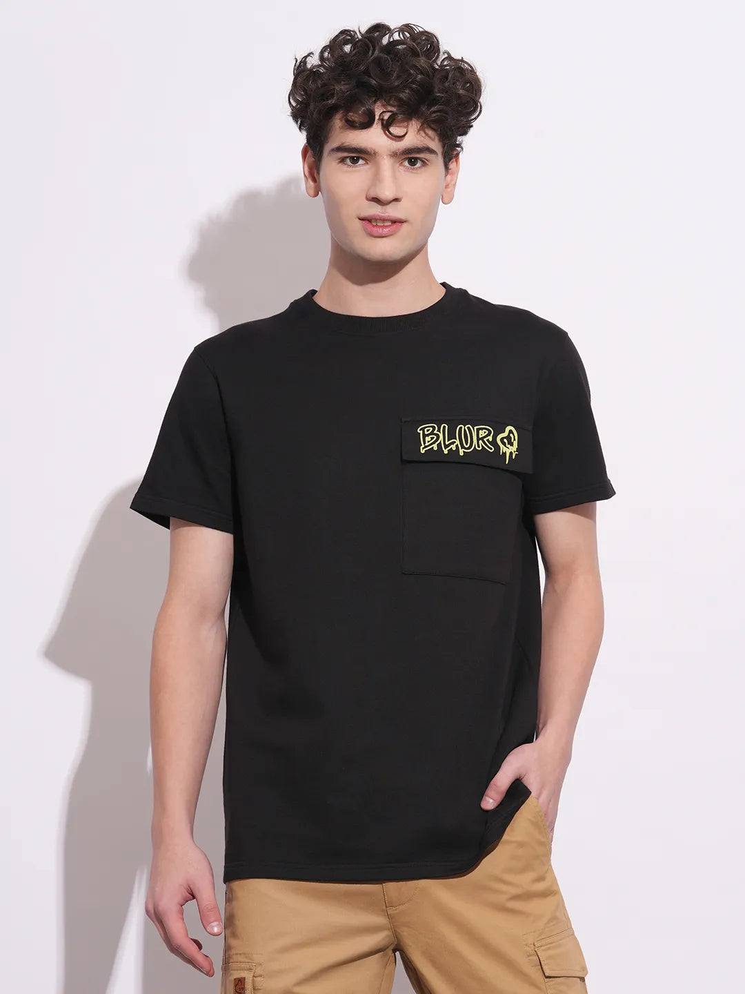 Black Slim Fit Round Neck Men's T-Shirt by Being Human Clothing