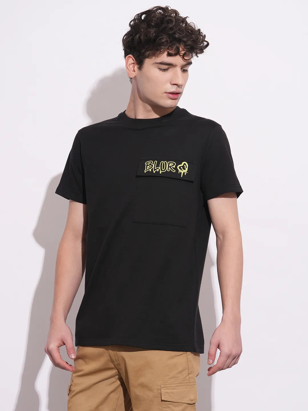 Black Slim Fit Round Neck Men's T-Shirt by Being Human Clothing