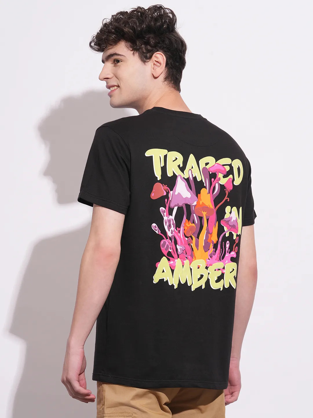 Black Slim Fit Round Neck Men's T-Shirt by Being Human Clothing