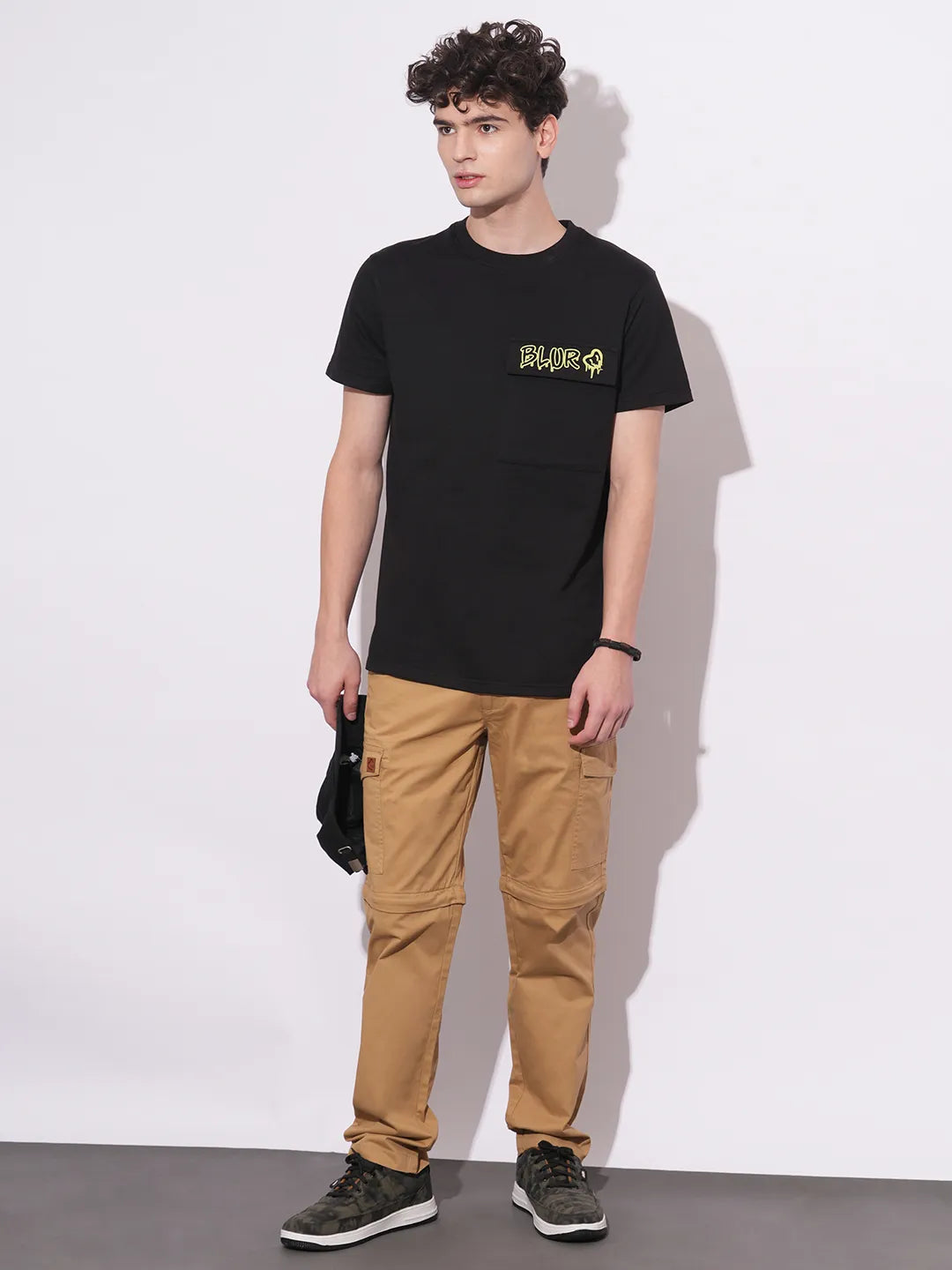 Black Slim Fit Round Neck Men's T-Shirt by Being Human Clothing