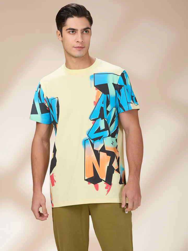 Yellow Easy Fit Round Neck Men's T-Shirt by Being Human Clothing
