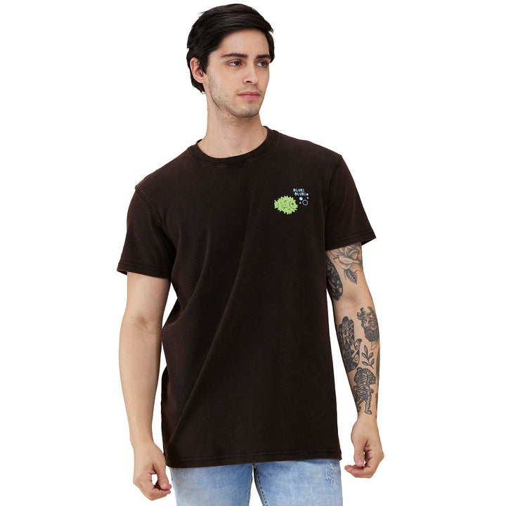 Black Easy Fit Round Neck Mens T-shirt