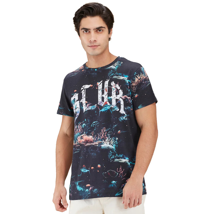 Black Easy Fit Round Neck Men's T-Shirt by Being Human Clothing