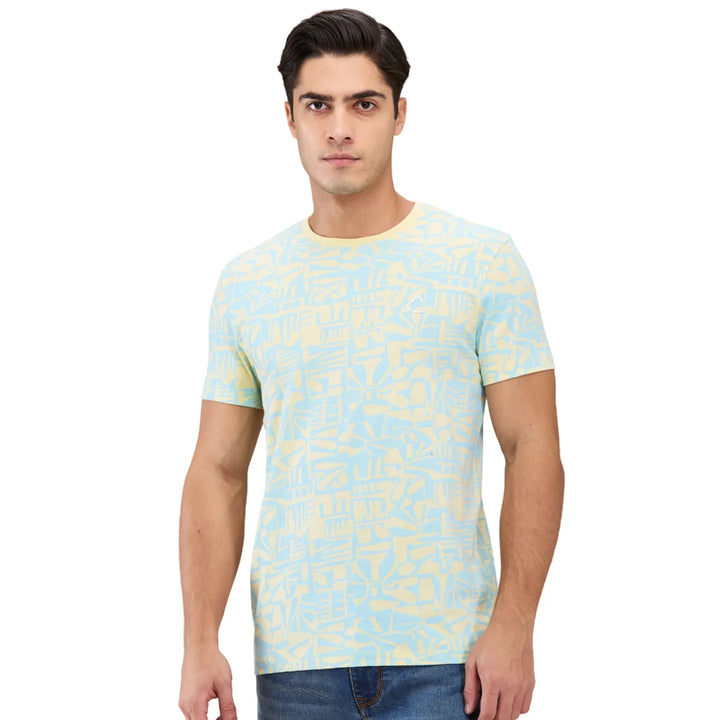 Yellow Slim Fit Round Neck Men's T-Shirt by Being Human Clothing
