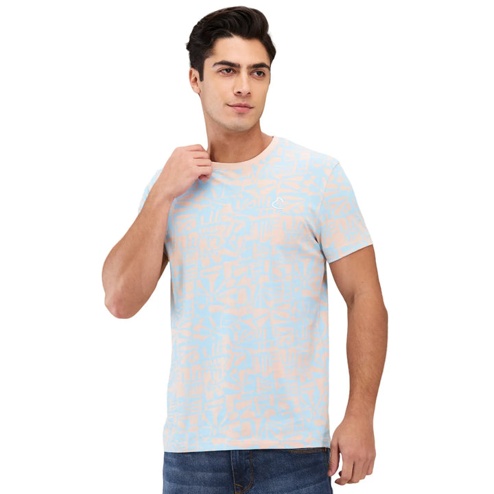 Light Blue Slim Fit Round Neck Men's T-Shirt by Being Human Clothing