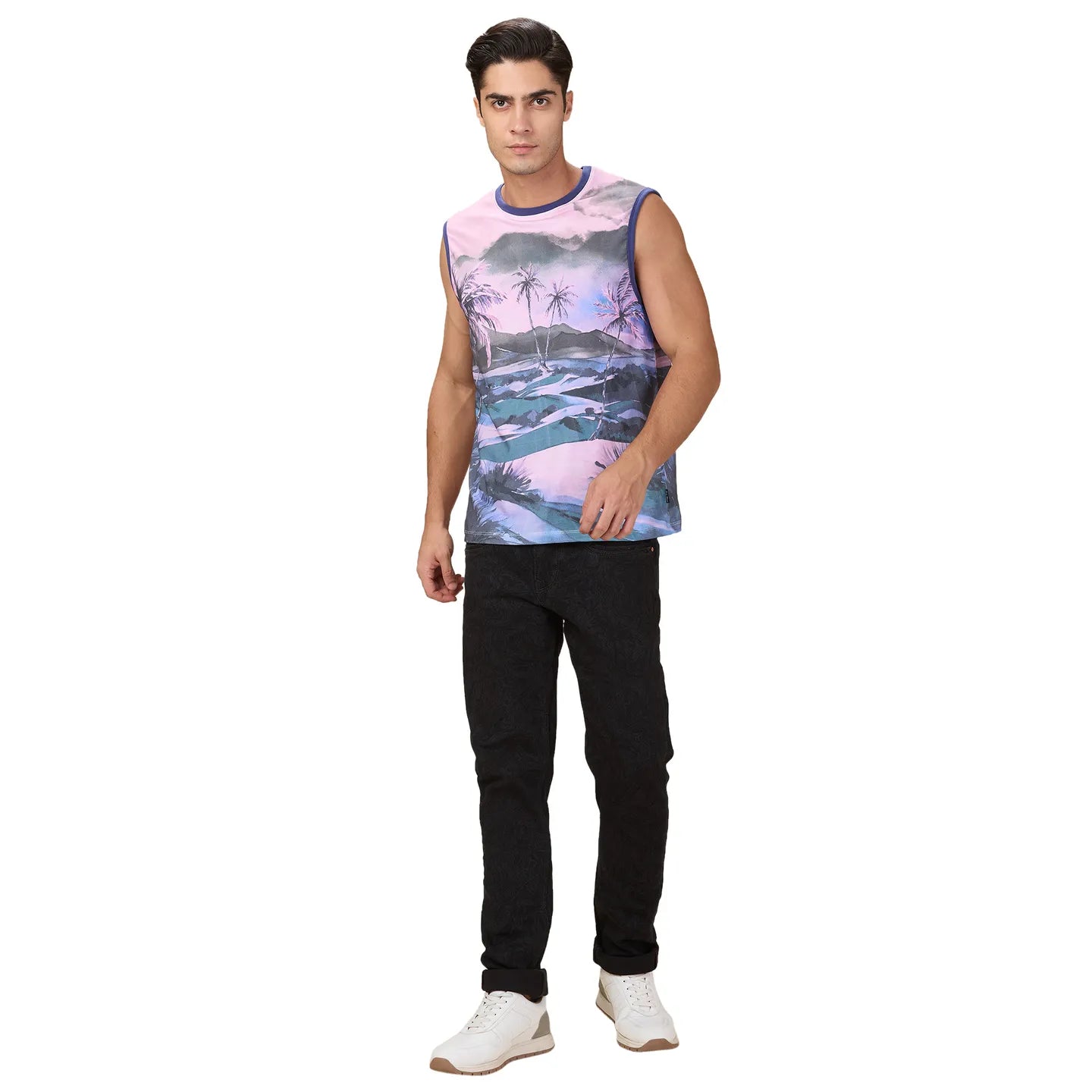 White Slim Fit Round Neck Men's T-Shirt by Being Human Clothing