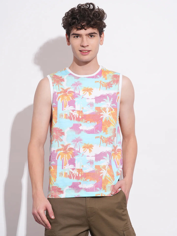 White Slim Fit Round Neck Men's T-Shirt by Being Human Clothing