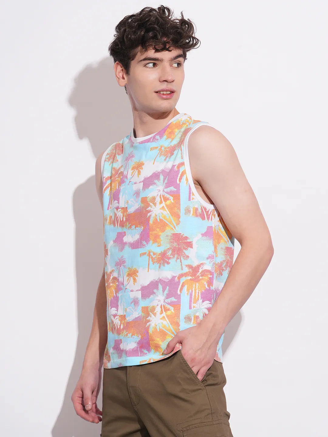 White Slim Fit Round Neck Men's T-Shirt by Being Human Clothing