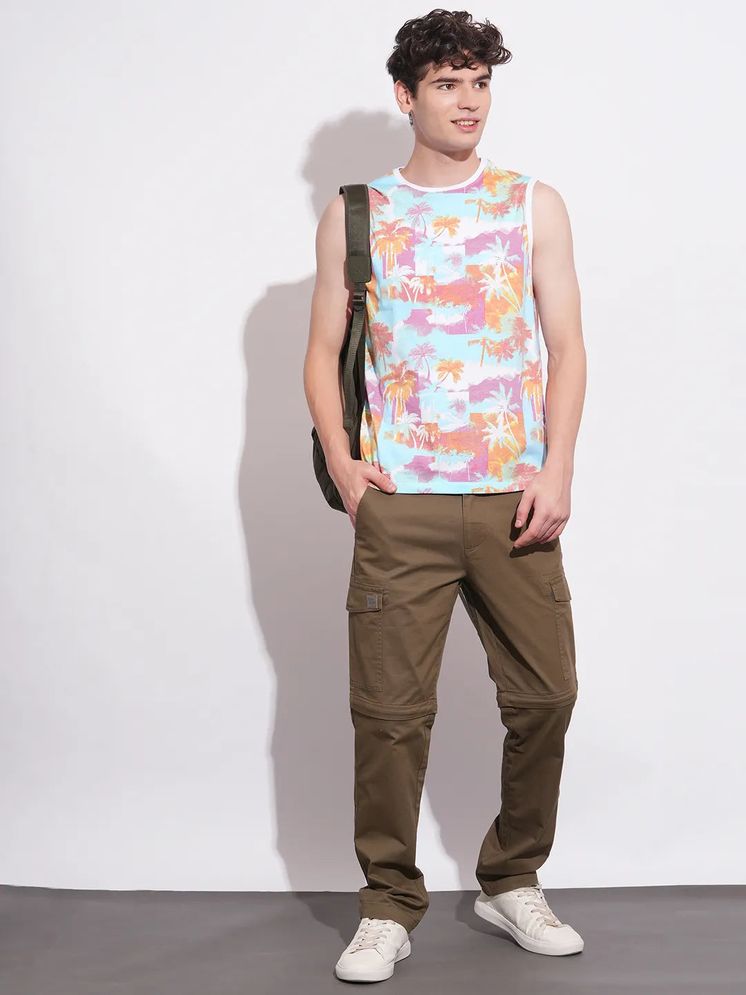 White Slim Fit Round Neck Men's T-Shirt by Being Human Clothing