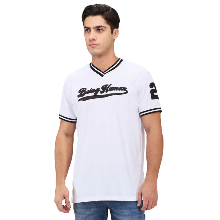 White Easy Fit Round Neck Men's T-Shirt by Being Human Clothing