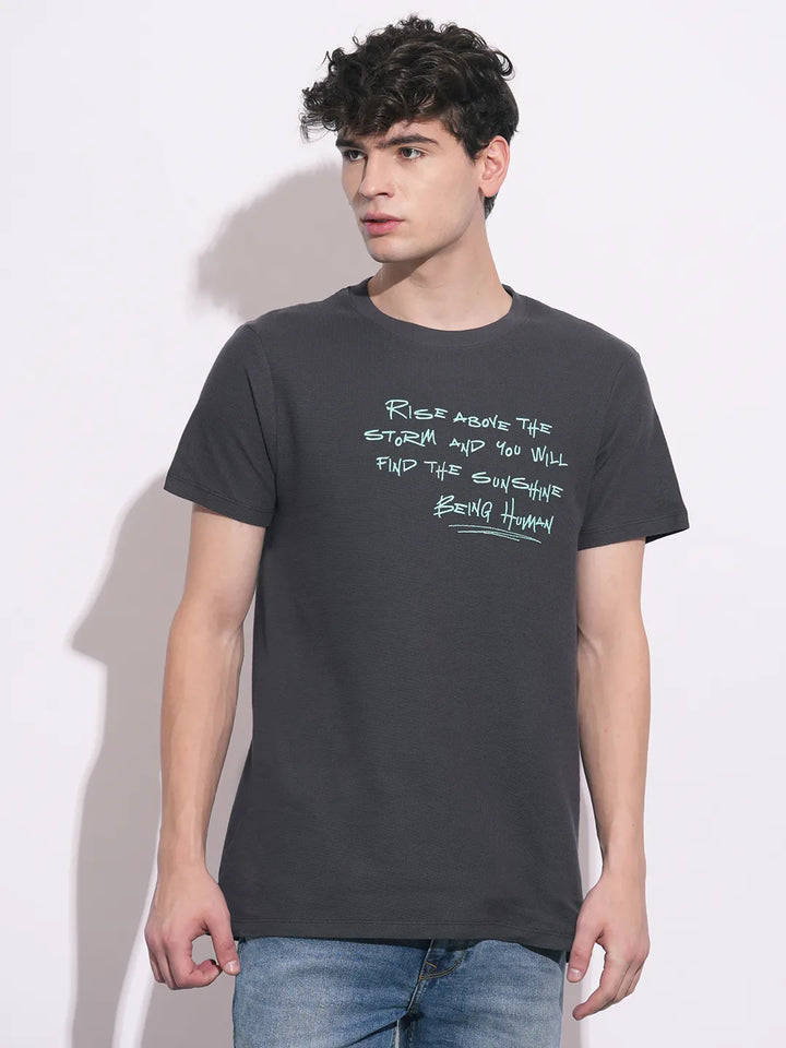 Charcoal Easy Fit Round Neck Men's T-Shirt by Being Human Clothing