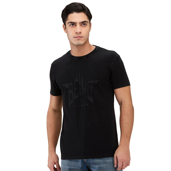 Black Easy Fit Round Neck Men's T-Shirt by Being Human Clothing