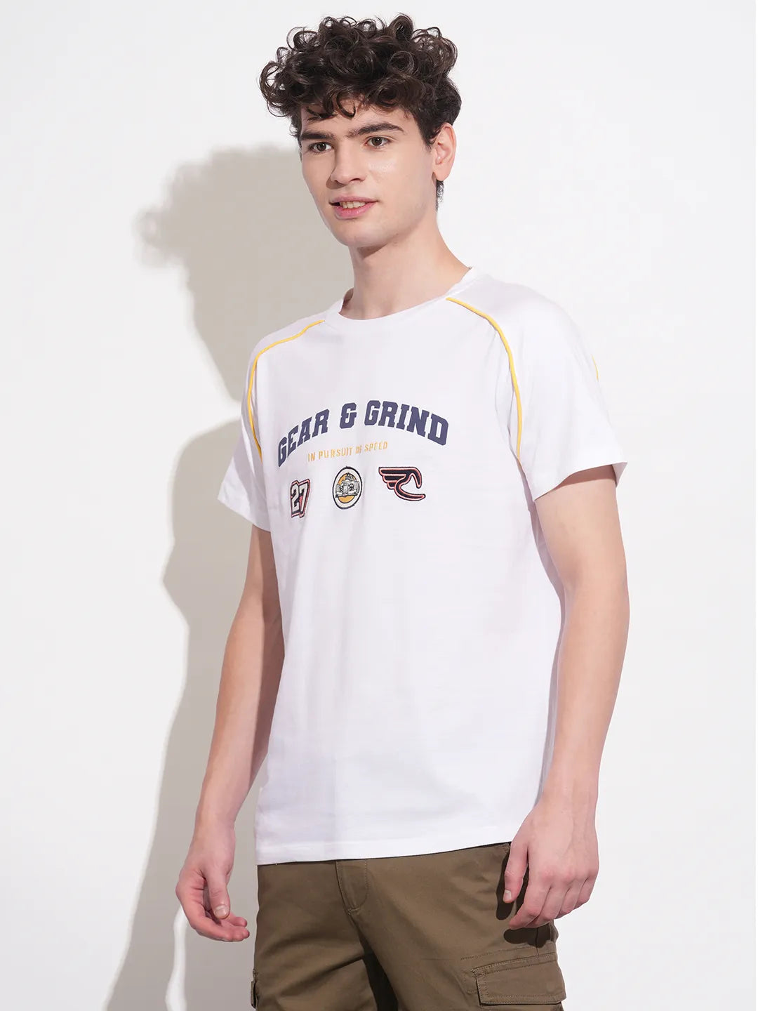 White Easy Fit Round Neck Men's T-Shirt by Being Human Clothing