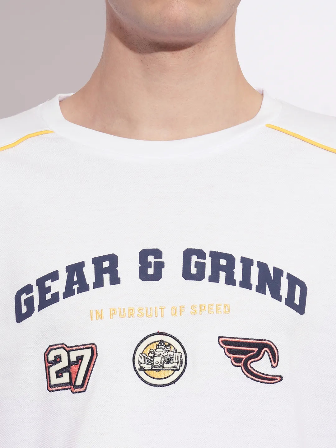 White Easy Fit Round Neck Men's T-Shirt by Being Human Clothing