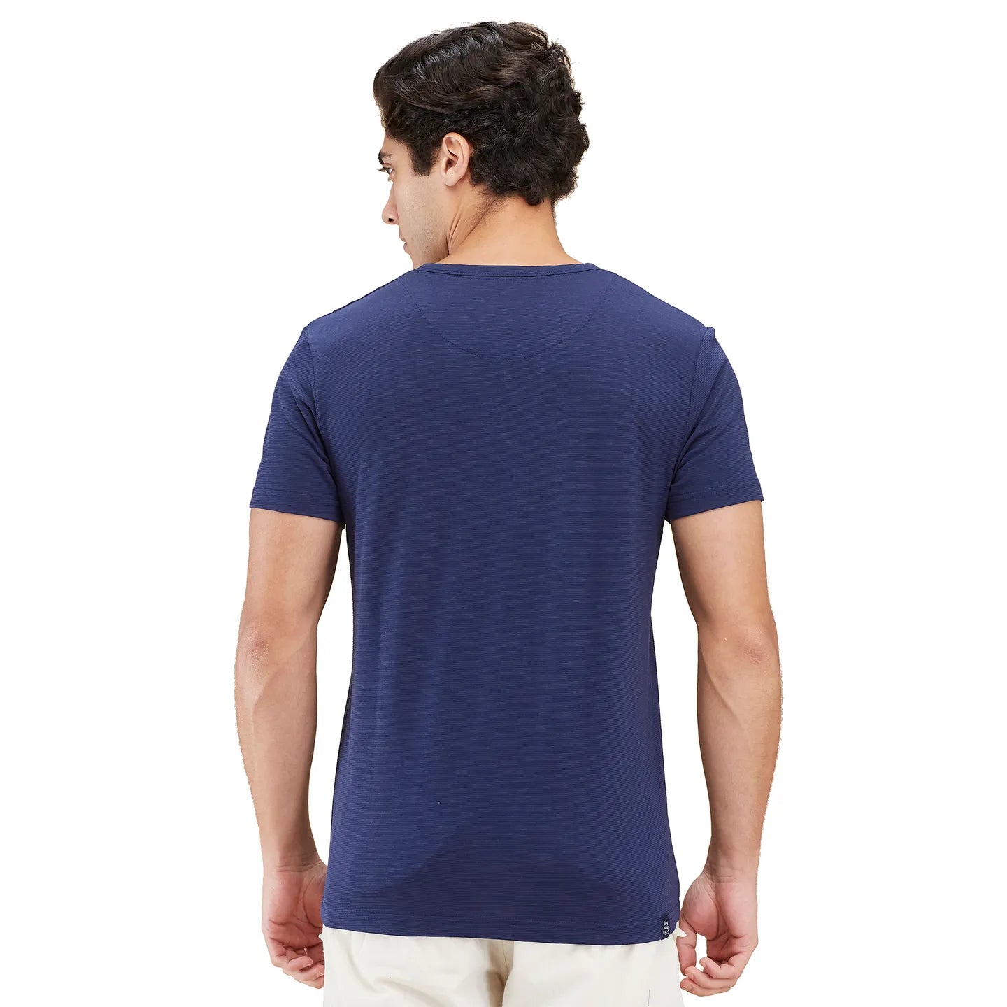 Being Human Clothing Men Blue Solid Henley Neck T-Shirt