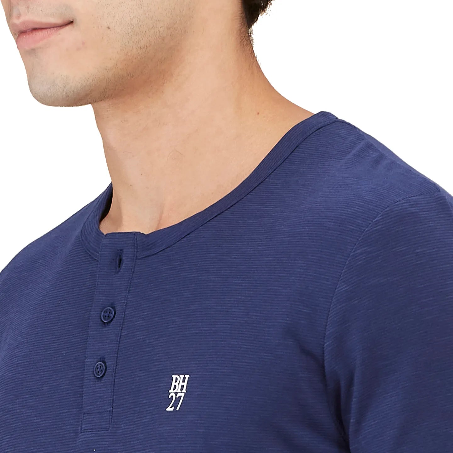 Being Human Clothing Men Blue Solid Henley Neck T-Shirt