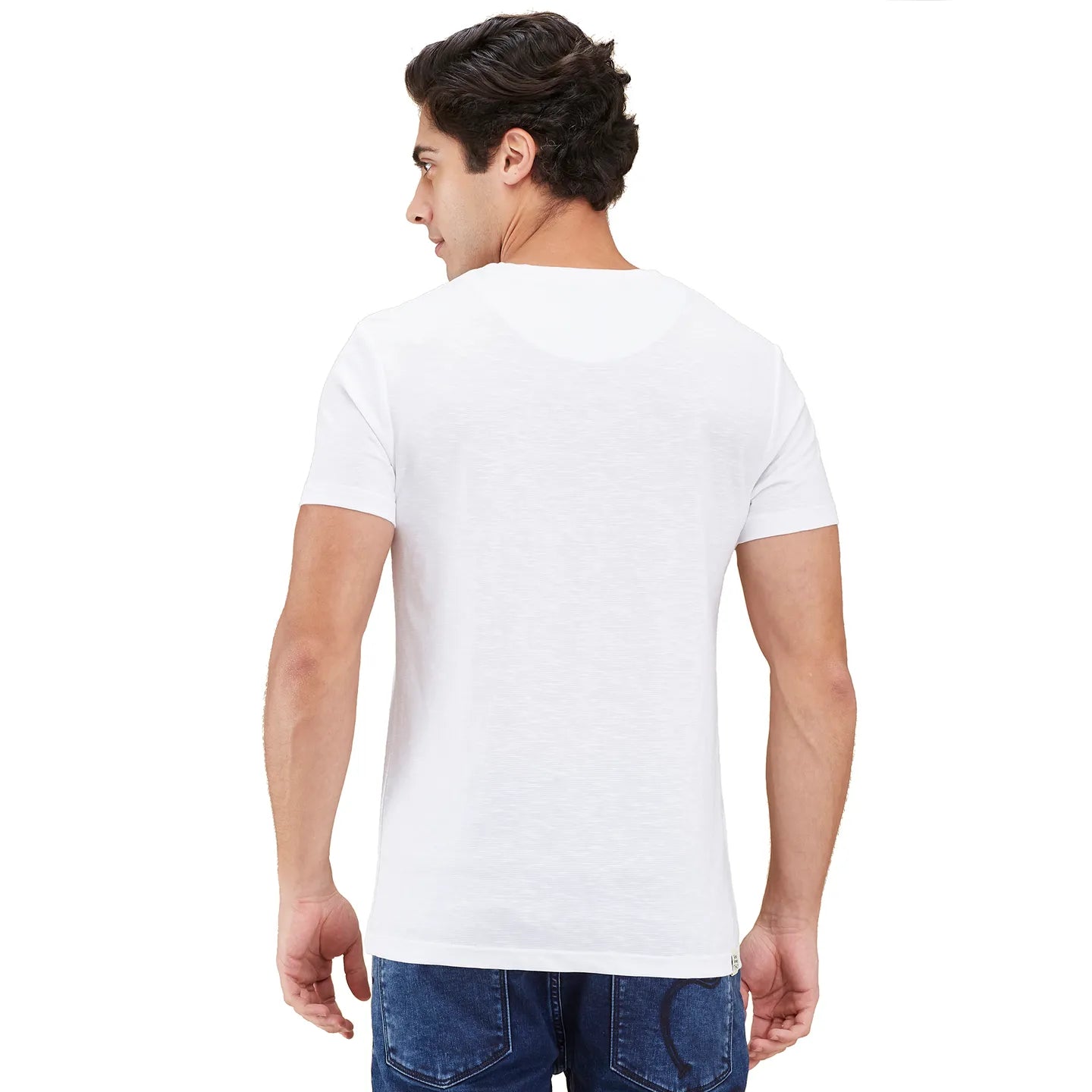 Being Human Clothing Men White Solid Henley Neck T-Shirt